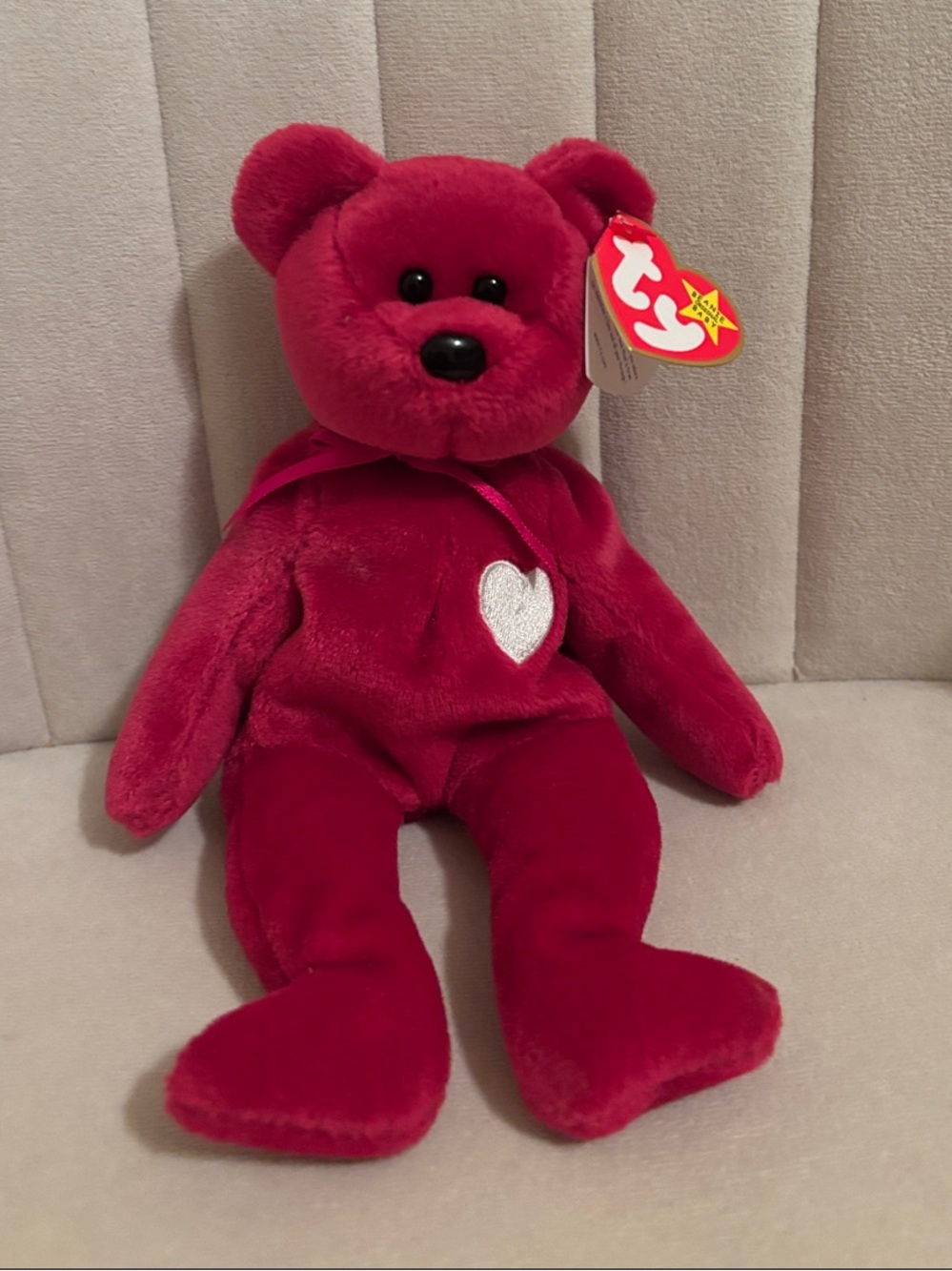 Ty Valentina Beanie Baby Bear With Errors - EXCELLENT CONDITION